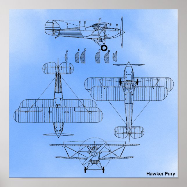 Hawker Fury Airplane Poster (Front)