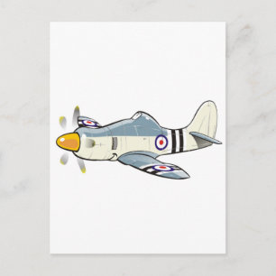 hawker fury caricature postcard