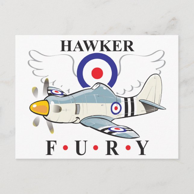 hawker fury caricature postcard (Front)