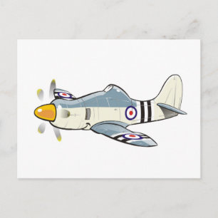 hawker fury caricature postcard