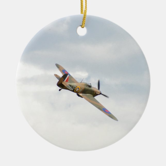 Hawker Hurricane In The Clouds Ceramic Ornament (Front)