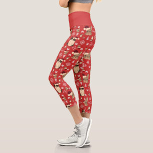 Hawkeye Cat & Dog Winter Holiday Pattern Capri Leggings