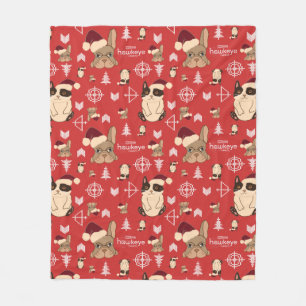 Hawkeye Cat & Dog Winter Holiday Pattern Fleece Blanket