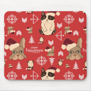 Hawkeye Cat & Dog Winter Holiday Pattern Mouse Pad