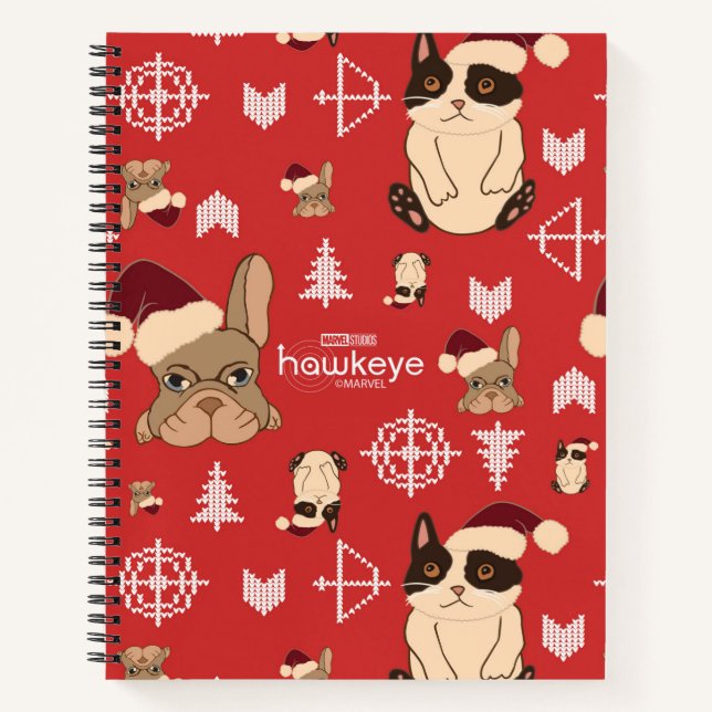 Hawkeye Cat & Dog Winter Holiday Pattern Notebook (Front)