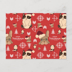 Hawkeye Cat & Dog Winter Holiday Pattern Postcard