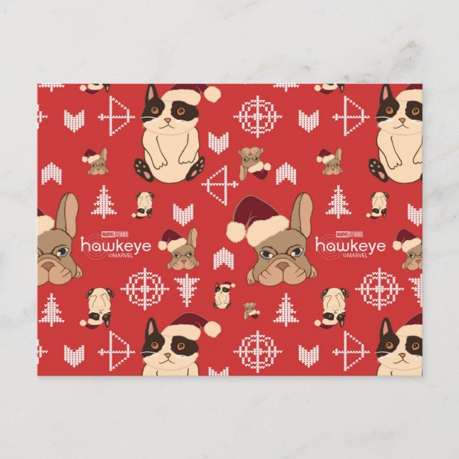 Hawkeye Cat & Dog Winter Holiday Pattern Postcard (Front)