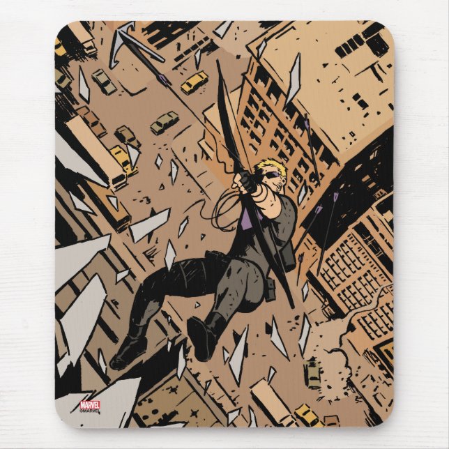 Hawkeye Falling From Window Mouse Pad (Front)