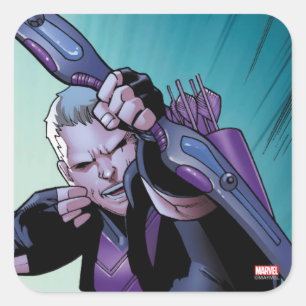 Hawkeye Firing Arrows Comic Panel Square Sticker