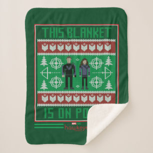 Hawkeye & Kate Bishop Holiday Graphic Sherpa Blanket