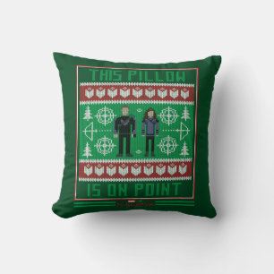 Hawkeye & Kate Bishop Holiday Graphic Throw Pillow