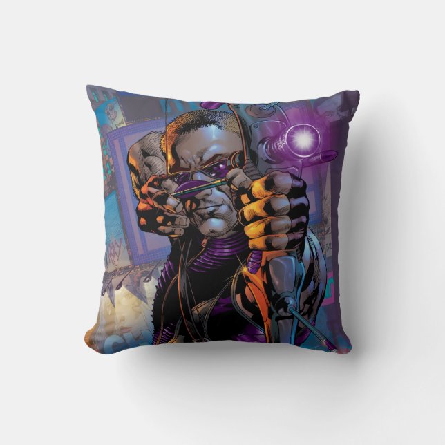 Hawkeye Taking Aim Throw Pillow (Front)