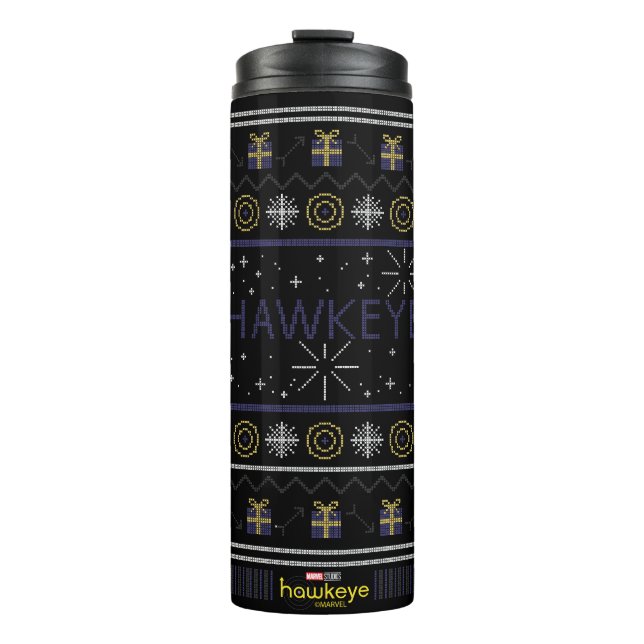 Hawkeye Winter Holiday Graphic Thermal Tumbler (Front)