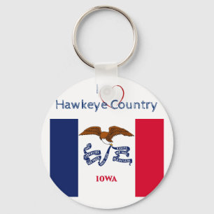 Hawkeyes Iowa Patriotic Flag  Button Keychain