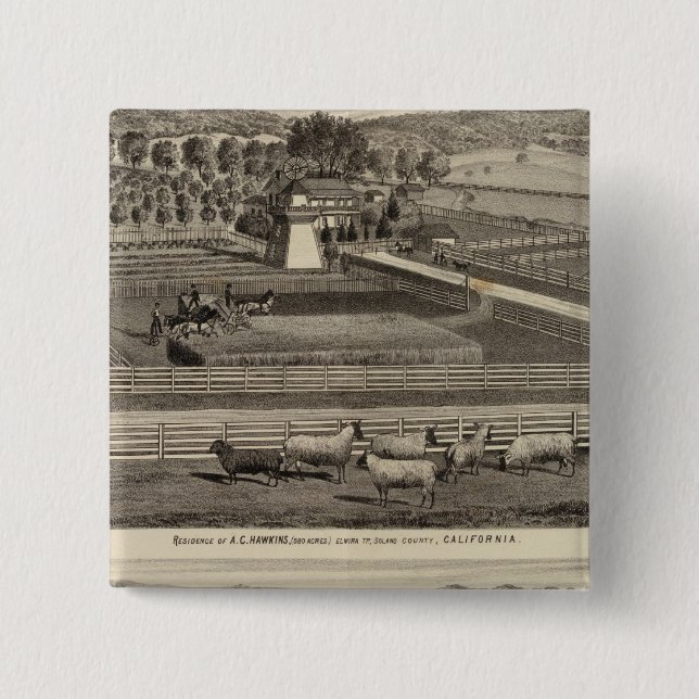 Hawkins, Mayes residences 2 Inch Square Button (Front)