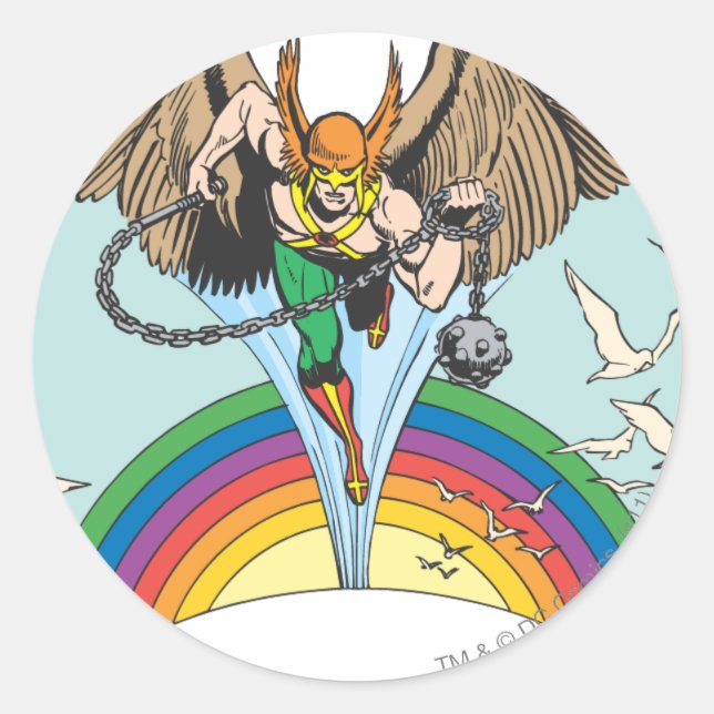 Hawkman Flies Thru Sky Classic Round Sticker (Front)