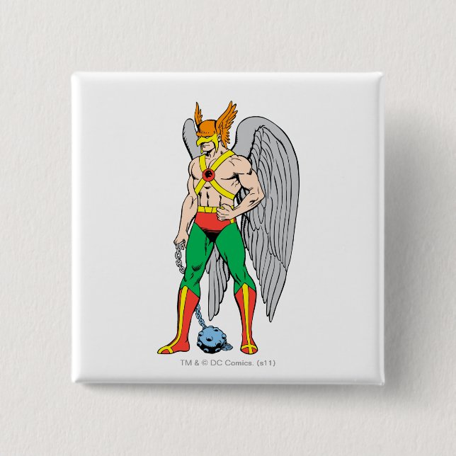 Hawkman Standing Pose 2 Inch Square Button (Front)