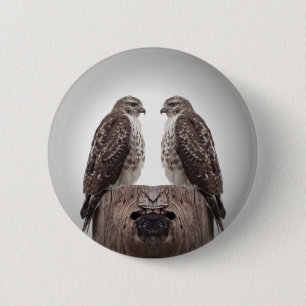 Hawks on a post 2 inch round button