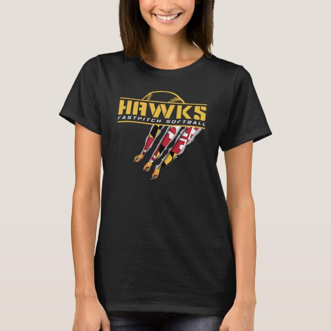 Hawks Womens Long Sleeve - Black T-Shirt (Front)