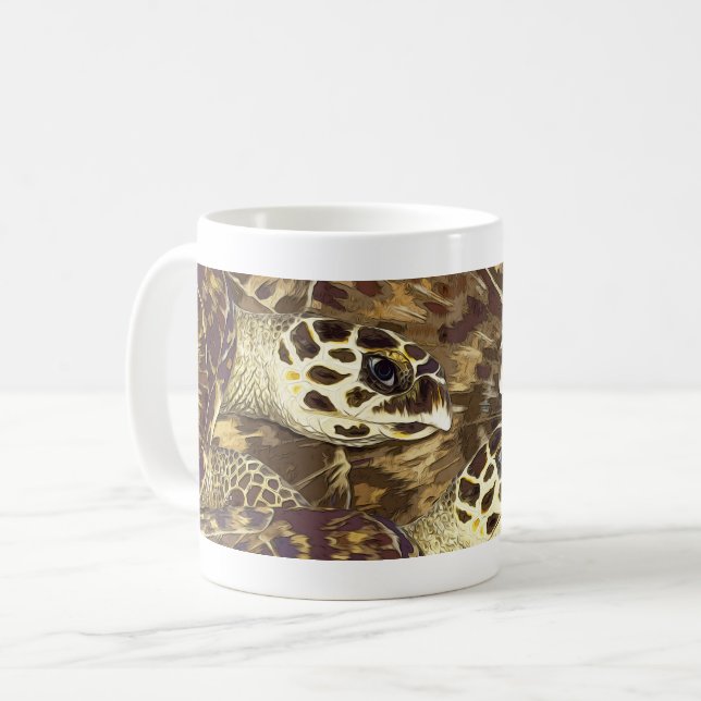 Hawksbill Sea Turtle Graphic Coffee Mug (Front Left)