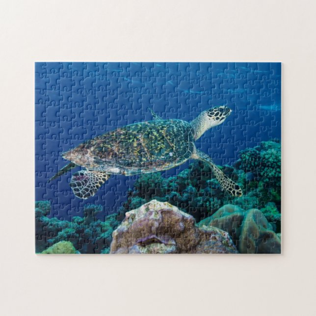 Hawksbill Sea Turtle Great Barrier Reef Coral Gift Jigsaw Puzzle (Horizontal)