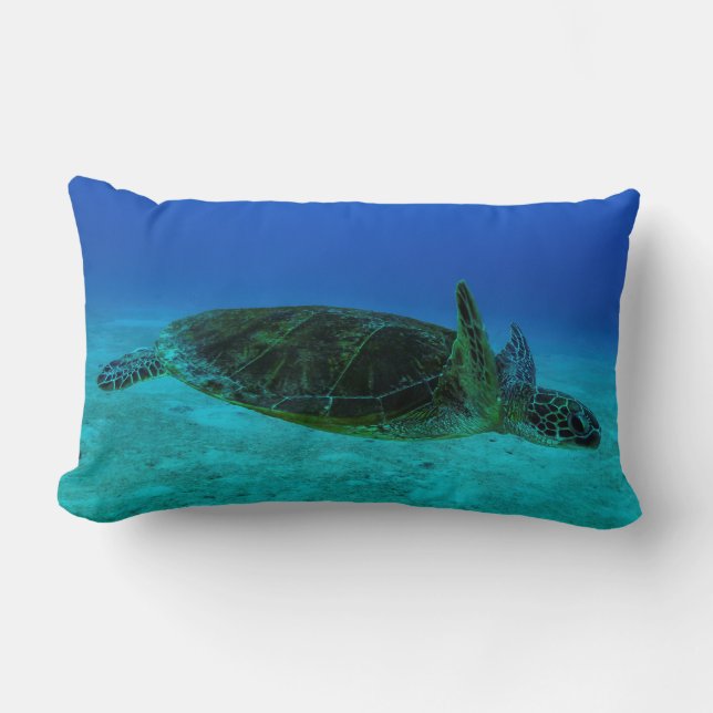 Hawksbill Sea Turtle Throw Pillow (Front)