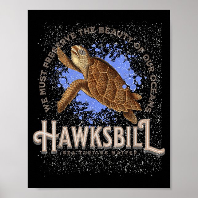 Hawksbill Sea Turtles Ocean Conservation Sea Poster (Front)