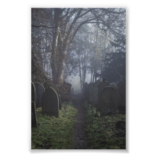 Haworth Churchyard in Mist 4x6 Print  (Front)
