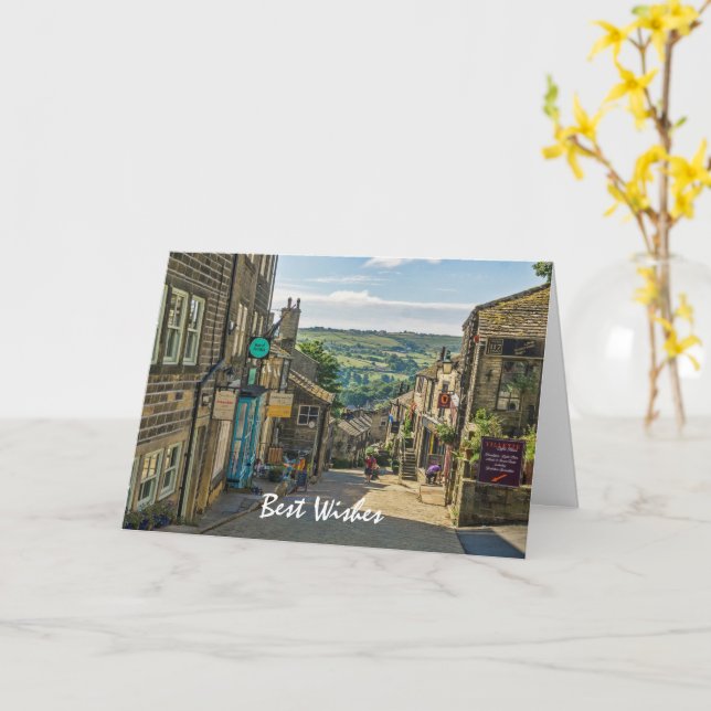 Haworth Yorkshire Dales Scenic Picturesque Card (Yellow Flower)