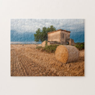 Hay bale in Provence field Jigsaw Puzzle