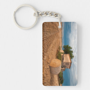 Hay bale in Provence field Keychain