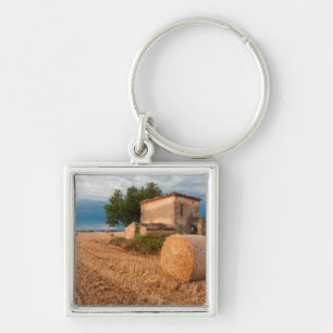 Hay bale in Provence field Keychain