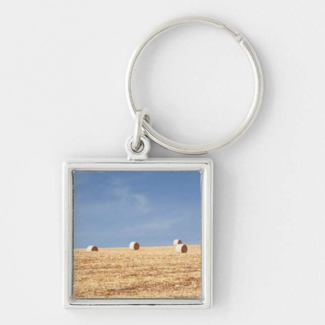 Hay Bales on Field Keychain (Front)