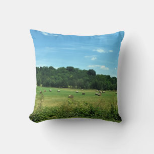 Hay Bales, Wytheville, Virginia Throw Pillow