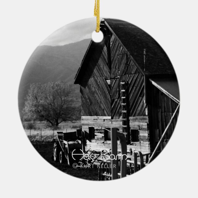 Hay Barn Ceramic Ornament (Back)