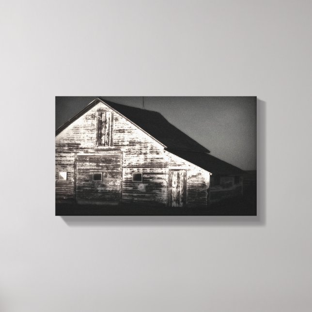 Hay Barn in Black and White Canvas Print (Front)