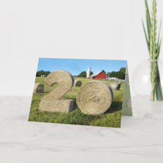 "Hay ! Bonne 20ème !" Carte de voeux avec Hay Bale