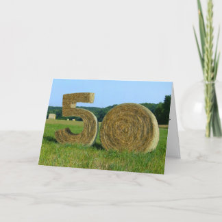 "Hay ! Bonne 50ème !" Carte de voeux avec Hay Bale