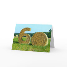 Hay ! Bonne 60ème !" Carte de voeux avec Hay Bales