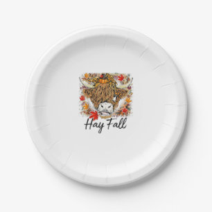 Hay Fall Highland Cow Leopard Thanksgiving Heifer  Paper Plate