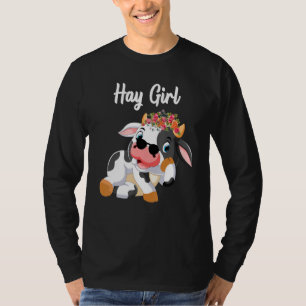 Hay Girl Farmer Cow Cattle Cow Farm Lovers Hay Gir T-Shirt