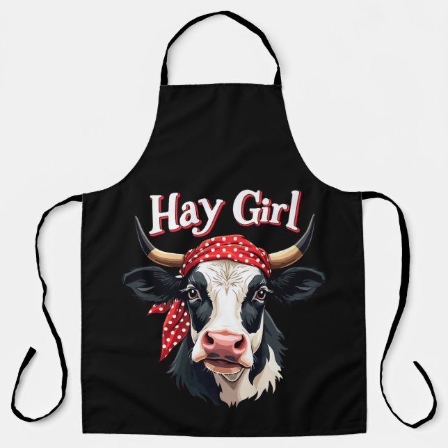 Hay Girl Farmer Funny Cattle Cow Farm Lovers Apron (Front)