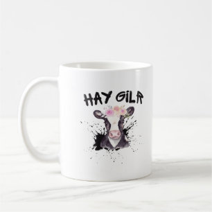 Hay Girl Farmer Funny Cattle Cow Farm Lovers  Coffee Mug