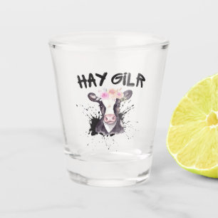Hay Girl Farmer Funny Cattle Cow Farm Lovers Shot Glass