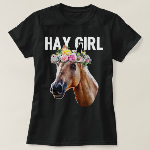Hay Girl Floral Horse Horseback Riding Equestrian T-Shirt