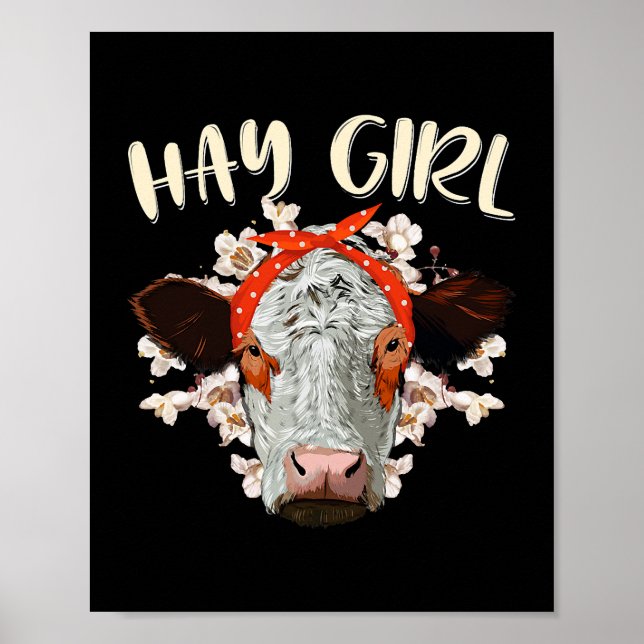 Hay Girl Heifer Farmer Cow Bandana Poster (Front)