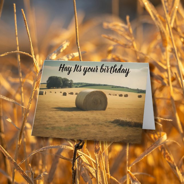 Hay its your birthday round hay bale birthday  card (Creator Uploaded)