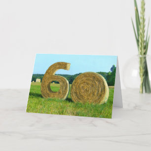 Hay ! Joyeux 60ème !" carte de voeux avec Hay Bale