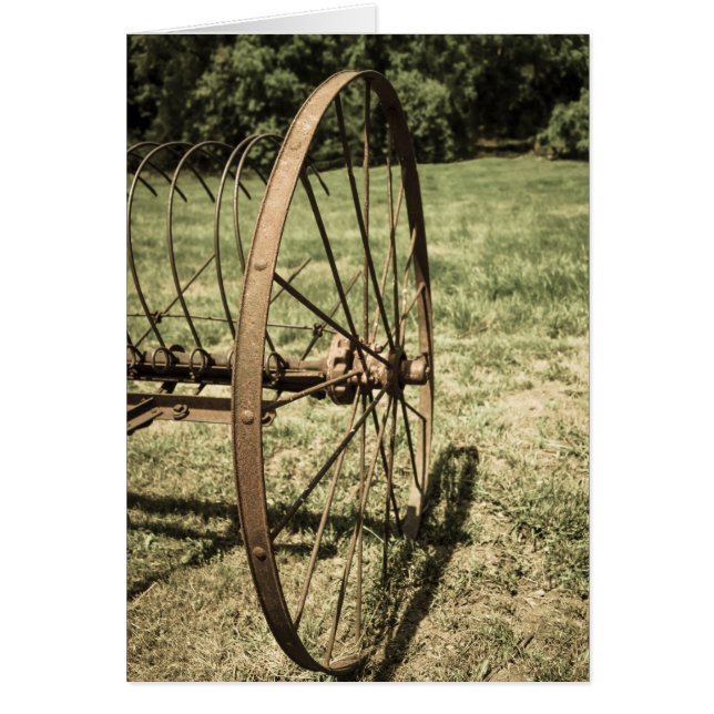 Hay Rake Wheel Aged Card (Front)