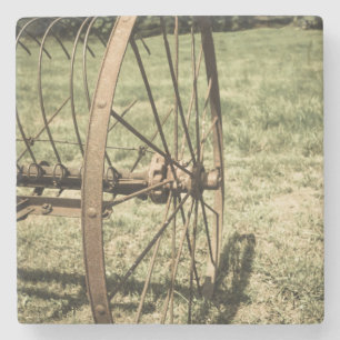Hay Rake Wheel Aged Stone Coaster